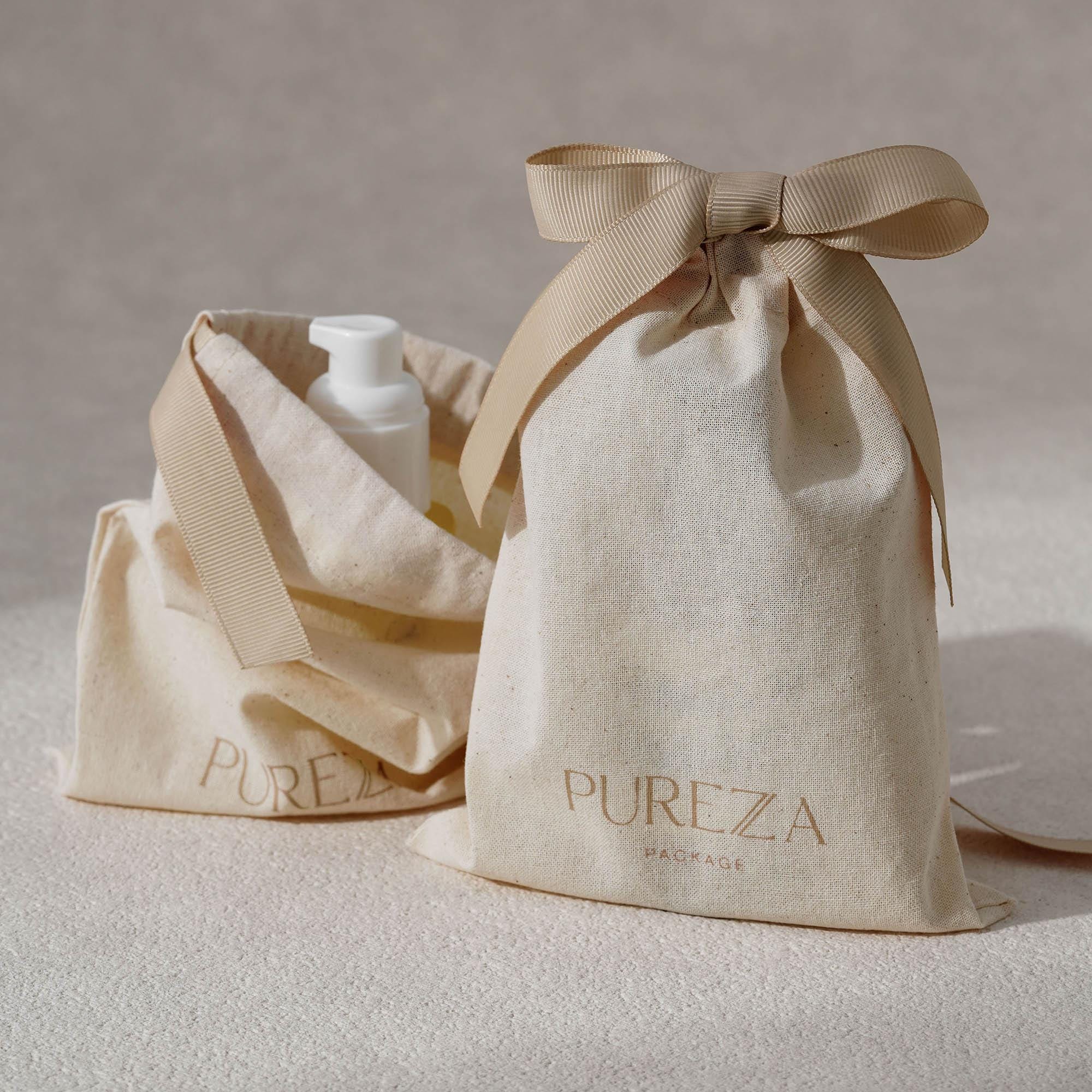 Luxury Skincare Gifts - Customizable Natural Cotton Drawstring Pouch Eco-Friendly
